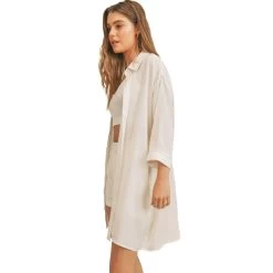 Women's Sadie And Sage Friendly Face Shirt Dress -Fashion Clothing Shop sadie and sage AD212094 friendly face shirt dress cream side 74570.1656345261