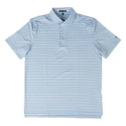 Men's Southern Point Caddie Stripe Performance Polo - Sea Grass White Blue
