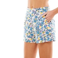 Women's TCEC Floral High Waisted Shorts -Fashion Clothing Shop tcec womens floral high waist shorts cp9492 blue pocket detail 06667.1649105976