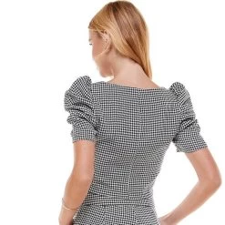 Women's TCEC Puff Sleeve Square Neck Top -Fashion Clothing Shop tcec womens puff sleeve square neck top CT7688 black back 80991.1659625597