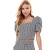Women's TCEC Puff Sleeve Square Neck Top 1 Women's TCEC Puff Sleeve Square Neck Top -Fashion Clothing Shop tcec womens puff sleeve square neck top CT7688 black front 20691.1659625597