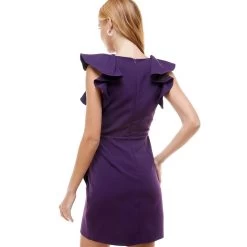 Women's TCEC Wrap Front V-Neck Dress -Fashion Clothing Shop tcec womens wrap front v neck dress CD01712 plum back 91997.1659626789