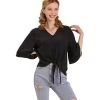 Women's Umgee Button Down Tie Front Top