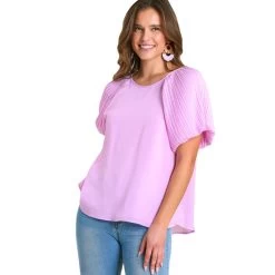 Women's Umgee Pleated Balloon Sleeve Top