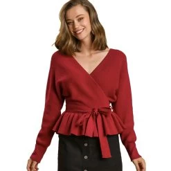 Women's Umgee V-Neck Tie Waist Top
