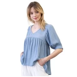Women's Blu Pepper Relaxed Babydoll Woven Blouse