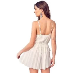 Women's Do + Be Strappy Ruffle Romper -Fashion Clothing Shop womens do be strappy ruffle romper Y21424 white back 39668.1674851546