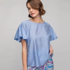 Women's Easel Ruffle Washed Satin Top