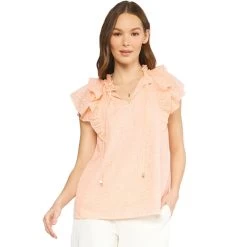 Women's Entro Floral Flutter Sleeve Blouse