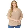 Women's Entro Round Hem Short Sleeve Shirt - Plus Size -Fashion Clothing Shop womens entro rounded hem shirt 4561P latte main 08405.1680107772