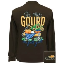 Women's Girlie Girl Originals Long Sleeve Oh My Gourd Tee -Dark Chocolate