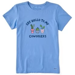 Women's Life Is Good Succulent Co-Workers Crusher- Lite Tee - Cornflower Blue
