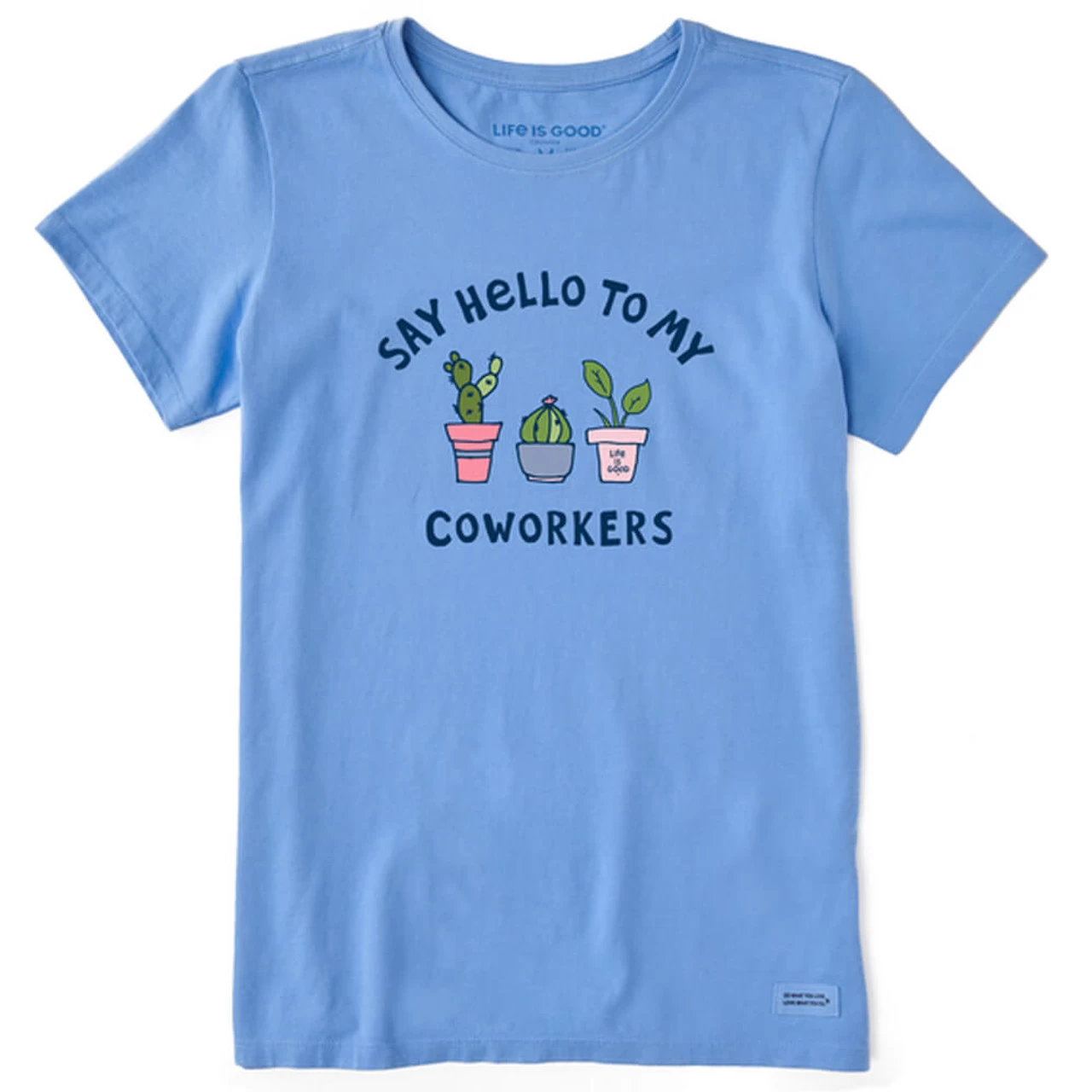 Women's Life Is Good Succulent Co-Workers Crusher- Lite Tee - Cornflower Blue 3 Women's Life Is Good Succulent Co-Workers Crusher- Lite Tee - Cornflower Blue