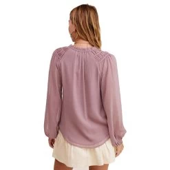 Women's Listicle Crinkle Chiffon Top -Fashion Clothing Shop womens listicle crinkle chiffon keyhole blouse LT0995 mauve back 76991.1674663832