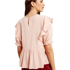 Women's Listicle Embroidered Peplum Top -Fashion Clothing Shop womens listicle embroidery peplum blouse LT0378 blush back 86304.1674661468