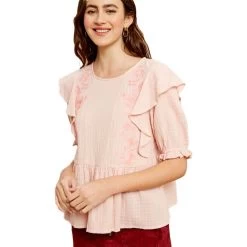 Women's Listicle Embroidered Peplum Top