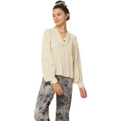 Women's Listicle V-Neck Puff Sleeves Top