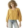 Women's Lucky Brand Embroidered Long Sleeve Boxy Blouse -Fashion Clothing Shop womens lucky embroidered round neck boxy blouse 7W46237 9SY spruce yellow front 85593.1632352055
