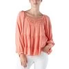 Women's Miss Me Smocked Long Sleeve Blouse
