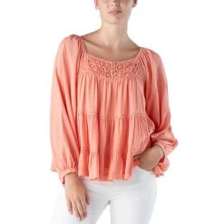 Women's Miss Me Smocked Long Sleeve Blouse