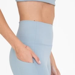 Women's Mono B Highwaist Foldover Leggings -Fashion Clothing Shop womens mono b laser cut foldover highwaist leggings APH2713 smoky blue pocket 81206.1685121578