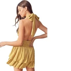 Women's Mustard Seed Halter Neck Romper Dress 8 Women's Mustard Seed Halter Neck Romper Dress -Fashion Clothing Shop womens mustard seed halter neck romper S17939 GOLDEN golden kiwi back 73378.1648659195
