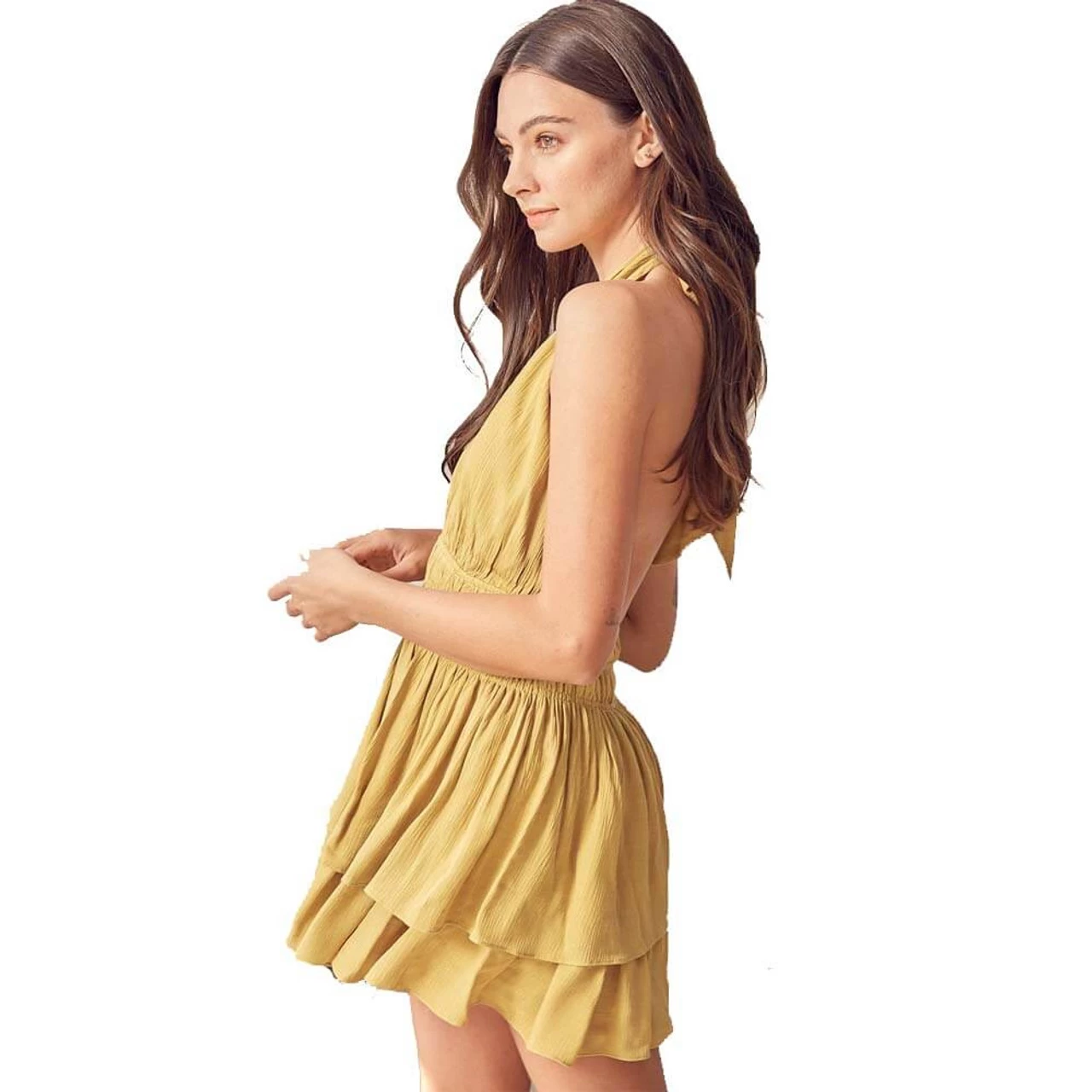 Women's Mustard Seed Halter Neck Romper Dress 4 Women's Mustard Seed Halter Neck Romper Dress - Image 2