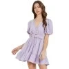 Women's Mustard Seed Puff Sleeve Shirred Belted Dress -Fashion Clothing Shop womens mustard seed puff sleeve belted dress s21639 dusty lilac main 76390.1683577214