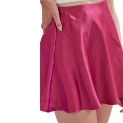 Women's Mustard Seed Satin Skort -Fashion Clothing Shop womens mustard seed satin skort S18811 raspberry closeup 66663.1631029829