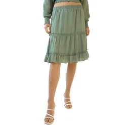 Women's Mystree Tiered Jacquord Silky Skirt