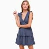 Women's Pinch V-Neck Ruffle Mini Dress -Fashion Clothing Shop womens pinch v neck ruffle sleeve mini dress 3087d dstynavy dusty navy main 60351.1684257511