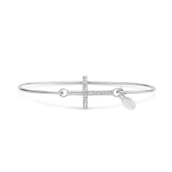 Stia Pave Icon Cross Bracelet - Silver