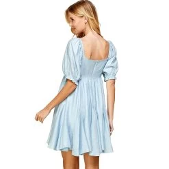 Women's TCEC Bubble Sleeve Babydoll Dress -Fashion Clothing Shop womens tcec bubble slv babydoll dress CD02921 babyblue back 69875.1677261293