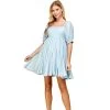 Women's TCEC Bubble Sleeve Babydoll Dress -Fashion Clothing Shop womens tcec bubble slv babydoll dress CD02921 babyblue main 16548.1677261293