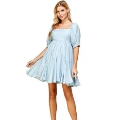 Women's TCEC Bubble Sleeve Babydoll Dress