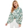Women's TCEC Printed Button Up Top -Fashion Clothing Shop womens tcec printed button up top CT7805 GREEN 06201.1648762898