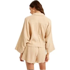 Women's Listicle Textured Top And Shorts Set -Fashion Clothing Shop womens textured top and shorts set LSET106 natural back 99459.1674661265