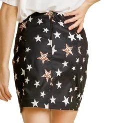 Women's Umgee Animal Star Print Skirt - Black -Fashion Clothing Shop womens umgee animal star print skirt A6523 black back 76431.1642617729