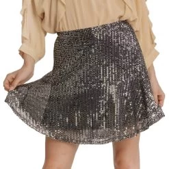 Women's Umgee Sequin Skirt - Gunmetal