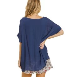 Women's Umgee Sheer Dolman Sleeve Blouse -Fashion Clothing Shop womens umgee sheer dolman sleeve top C1111 navy back 03848.1675184209