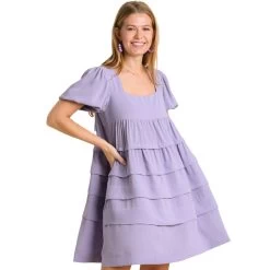 Women's Umgee Square Neck Tiered Dress