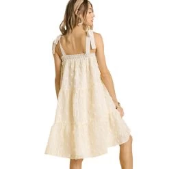 Women's Umgee Swiss Dot Ruffle Dress -Fashion Clothing Shop womens umgee swiss dot ruffle dress A0261 Cream back 09781.1656947204