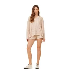 Women's Vintage Havana Textured Striped Hoodie