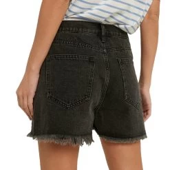 Women's Wishlist Overlap Distressed Denim Short -Fashion Clothing Shop womens wishlist overlap distress denim short Wl21 6029 black back 08512.1656534150