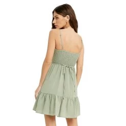 Women's Wishlist Smocked Mini Dress -Fashion Clothing Shop womens wishlist smocked dress WL20 5161 DSAGE back 41245.1656522875