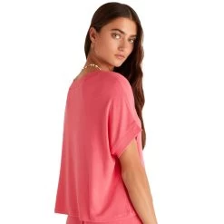 Women's Z Supply Harper Rib V-Neck Blouse -Fashion Clothing Shop womens z supply harper rib v neck top ZLT232395 watermelon back 18969.1682544481
