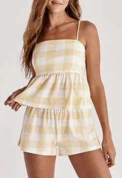 Women's Z Supply Picnic Check Short - Sunflower -Fashion Clothing Shop z supply lounge skylight check cami 400x 11231.1650549618